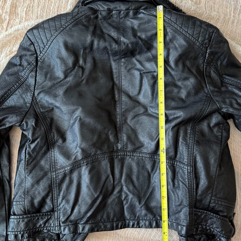 Free People Lined Moto Leather Jacket with Detachable Sherpa Collar - Picture 9 of 10